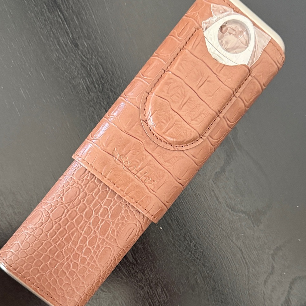 NWT Scotte Brown Croc-Embossed Leather Cigar Case - Picture 7 of 7